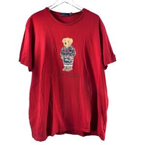 Polo Ralph Lauren Polo Teddy Bear Crewneck Shirt T-Shirt Cotton Red Mens‎ XXL
